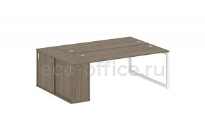 Рабочая станция с опорным шкафом-купе METAL SYSTEM QUATTRO 5x5 50БО.РС-СШК-1.5 Вяз Благородный / Белый металл фото