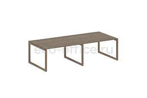 Стол переговорный (2 столешницы) METAL SYSTEM QUATTRO 5x5 50БО.ПРГ-2.3 Вяз Благородный / Мокко металл фото