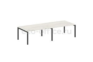 Стол переговорный (2 столешницы) METAL SYSTEM QUATTRO 5x5 50БП.ПРГ-2.4 Дуб Наварра / Антрацит металл фото